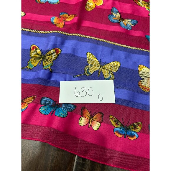 Butterfly Print Long Scarf Vibrant Pink Purple Wrap Shawl Lightweight Bohemian - Picture 4 of 7